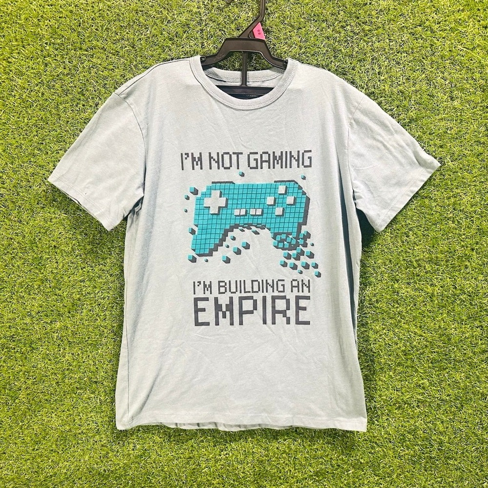 The Children's Place Boys Graphic T-Shirt Size 14 Gray Regular Crew Neck Gaming